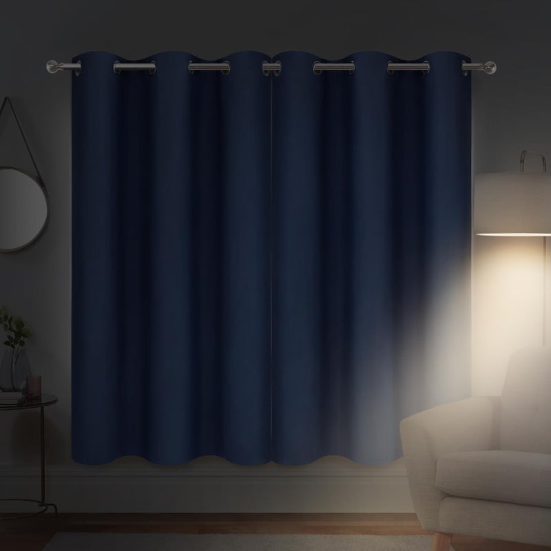 Diraysid Navy Blue Grommet Blackout Curtains for Bedroom Thermal Insulated Room Darkening Curtains Drapes, 42"x 63", 2 Panels - Image 4